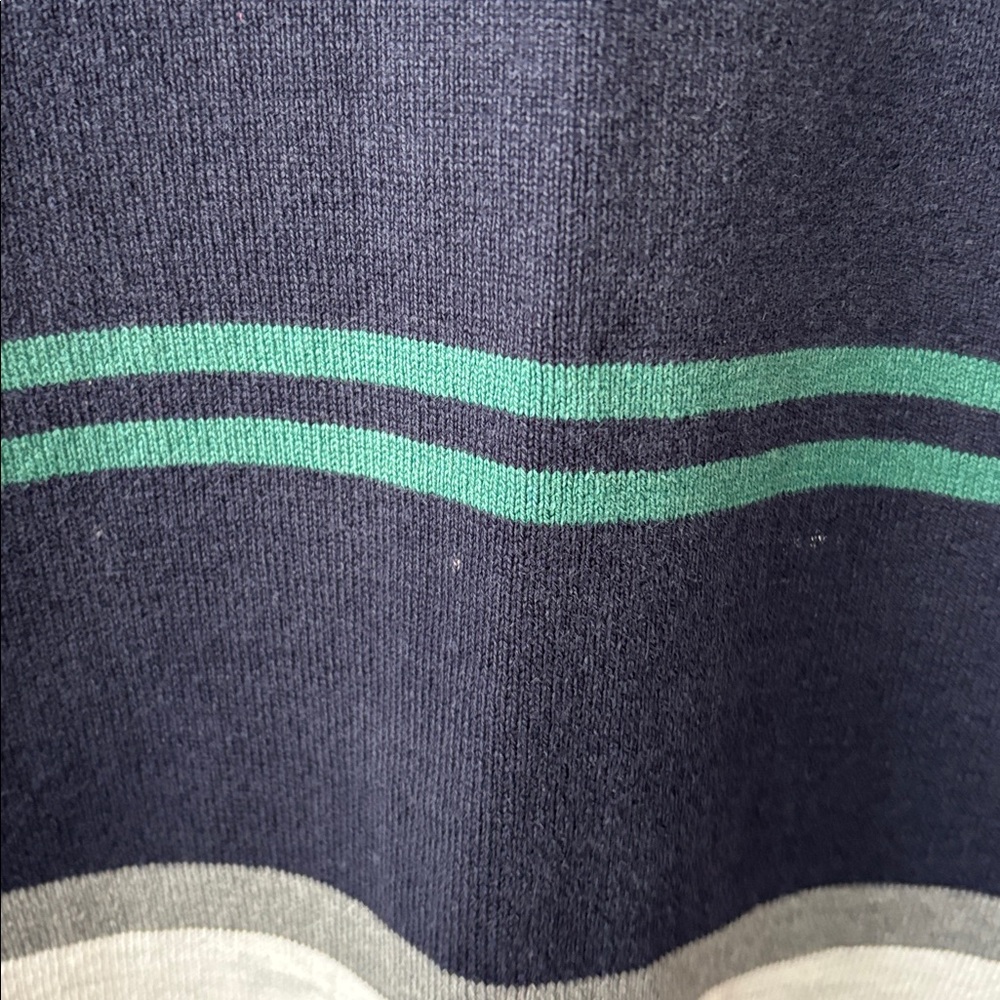 L.L.Bean Vintage 90’s Rugby Mock-neck Long-sleeve Shirt gray heather stripes - Picture 7 of 12